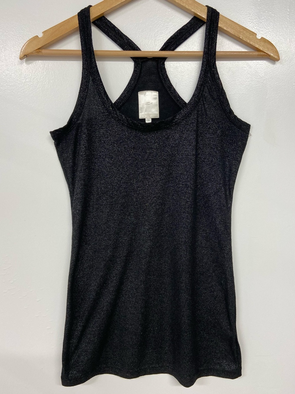 ZOA New York Black Metallic Racer Back Ribbed Tank Top Size M
